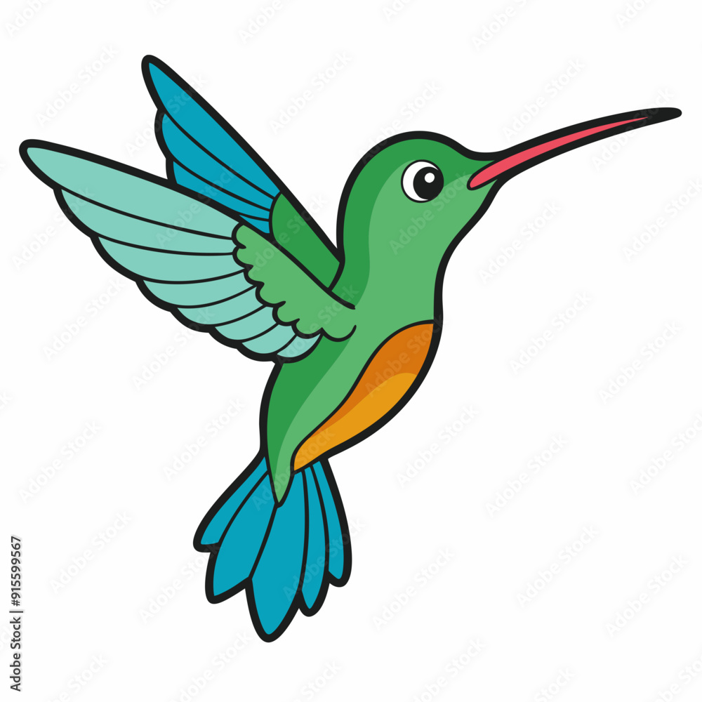 Obraz premium Hummingbird isolated on white, hummingbird vector illustration, bird on a branch vector art, hummingbird silhouette, bird vector icon, hummingbird on a branch line art, eps, hummingbird on a branch ca