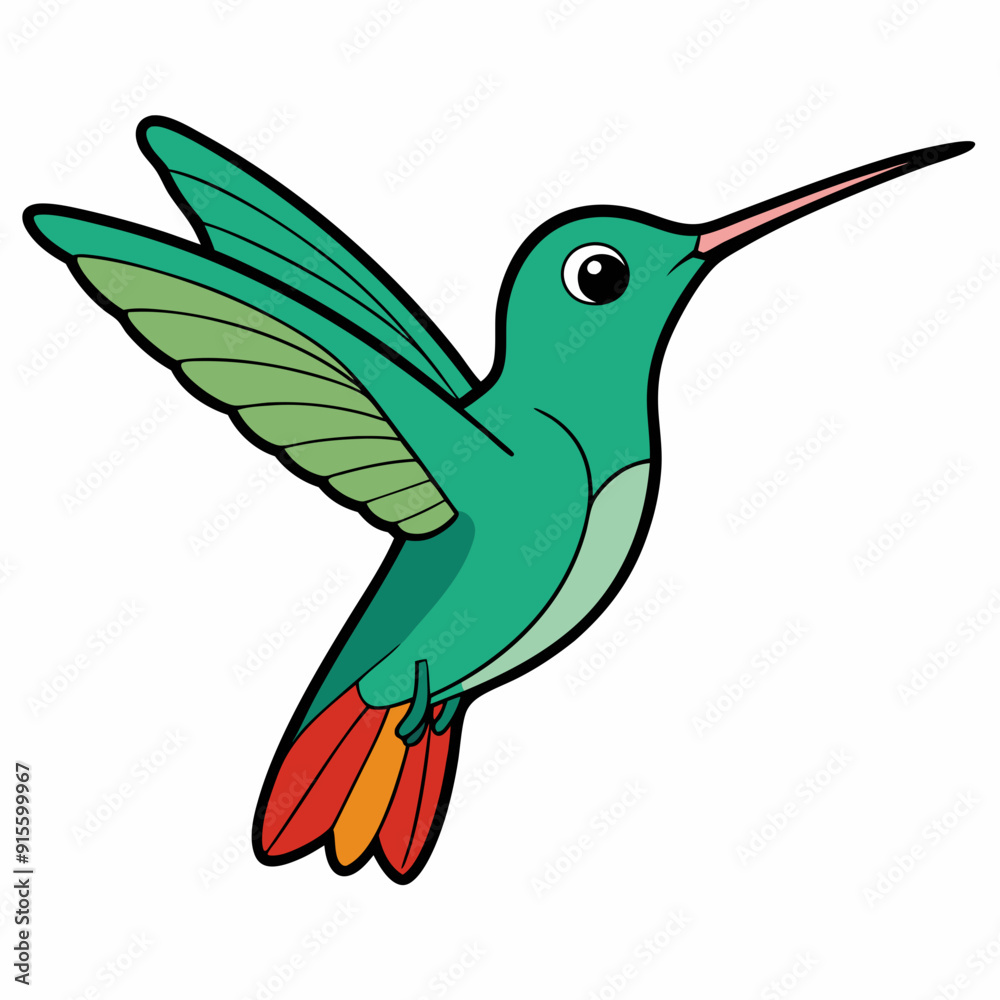 Obraz premium Hummingbird isolated on white, hummingbird vector illustration, bird on a branch vector art, hummingbird silhouette, bird vector icon, hummingbird on a branch line art, eps, hummingbird on a branch ca