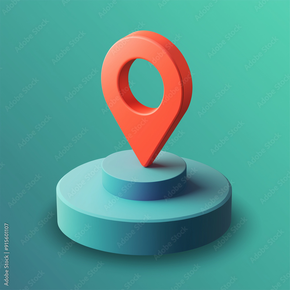 3D red location icon 3D red location icon