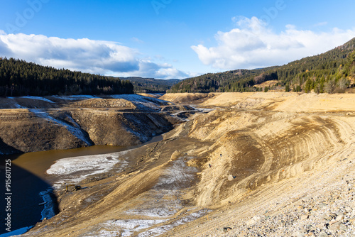 Lack of water in a water reservoir lake photo