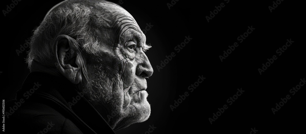 Black and white portrait of an older man with a solemn expression. with copy space image. Place for adding text or design Black and white portrait of an older man with a solemn expression. with copy space image. Place for adding text or design