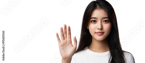 Young Asian woman displayin...