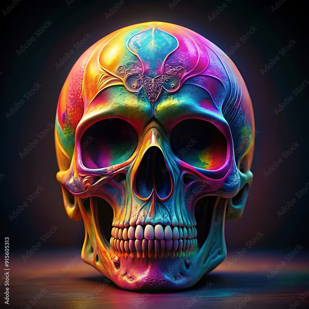 The colorful skull covered with flowers
The colorful skull covered with flowers
