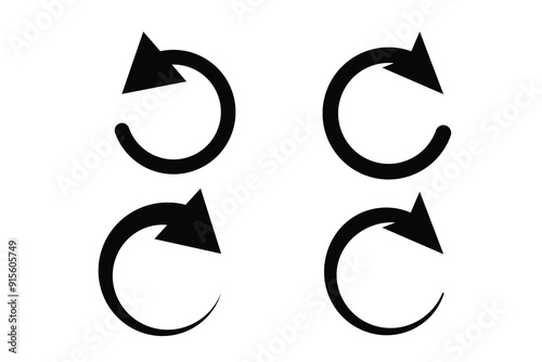 Sets of black circle arrows. Vector Icons. Graphic for website. refresh, loading, recycle, Reload ,update vector icons.
