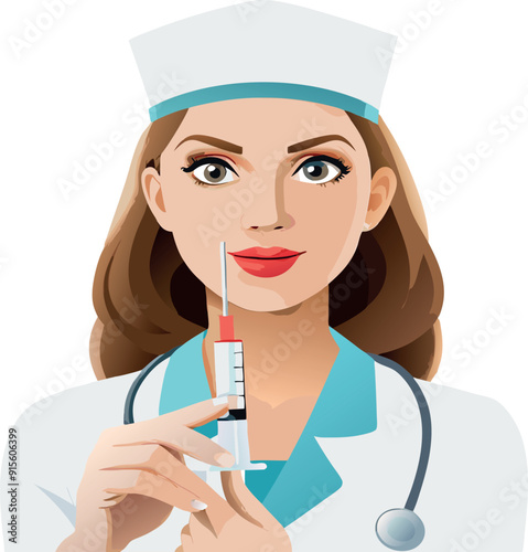 Confident nurse holding syringe ready for vaccination