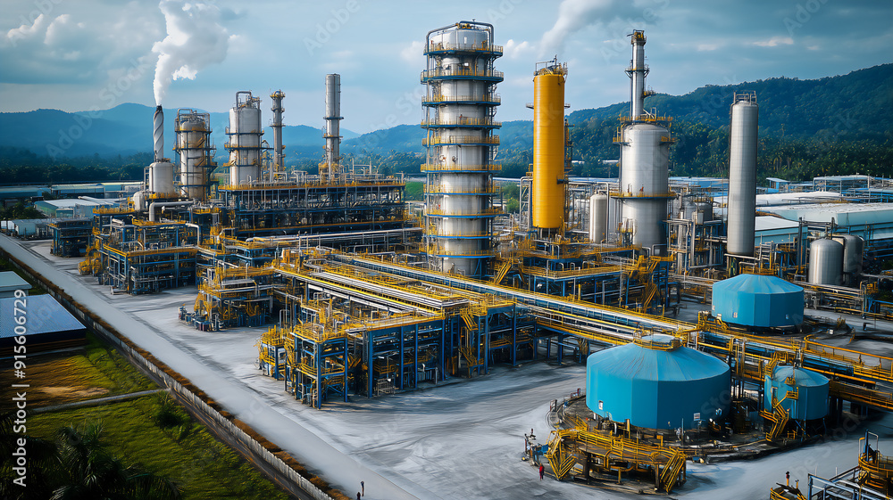 Obraz premium Palm oil processing facility factory.