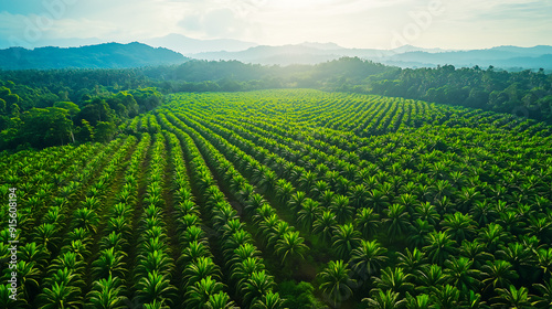 Oil palm plantations landscape.