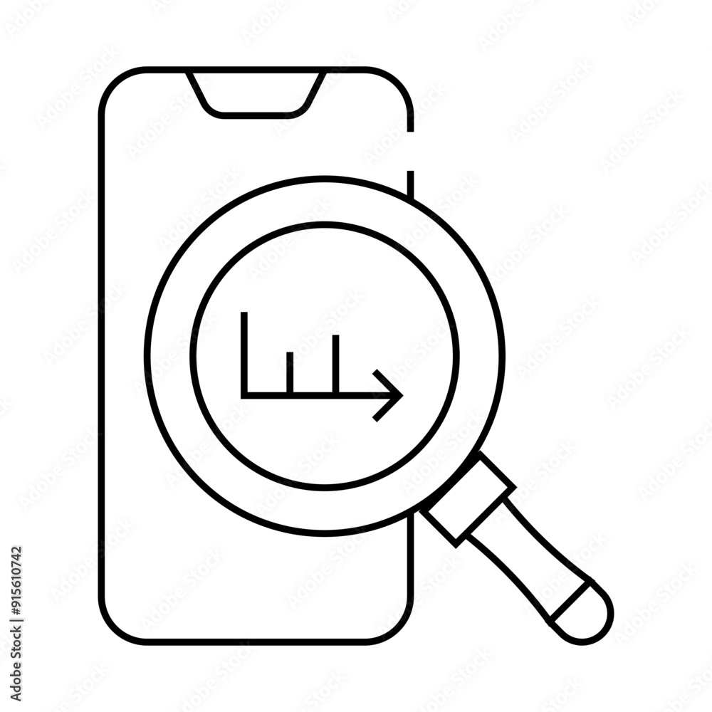 infographic research on mobile screen line icon vector. infographic research on mobile screen sign. isolated contour symbol black illustration infographic research on mobile screen line icon vector. infographic research on mobile screen sign. isolated contour symbol black illustration