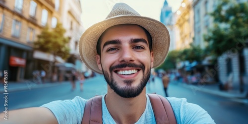 A person posing for a self-portrait while wearing a hat photo