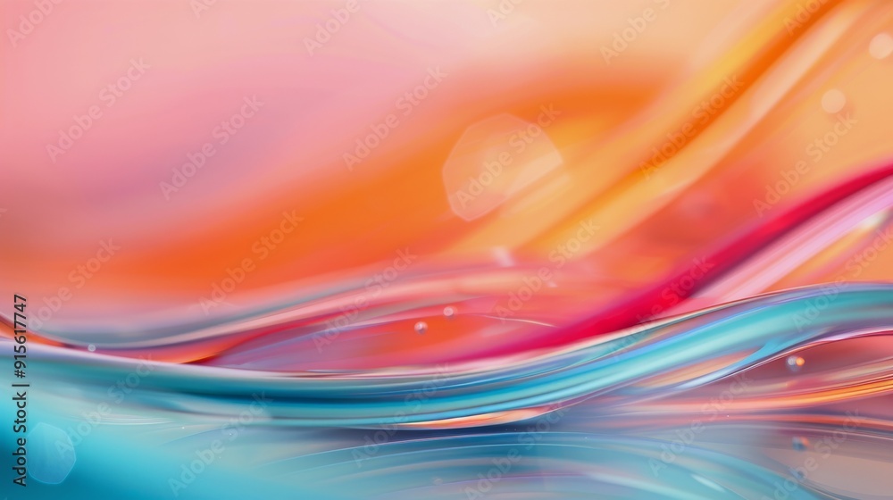 Colorful Abstract Waves in Blurred Background at Sunset Colorful Abstract Waves in Blurred Background at Sunset