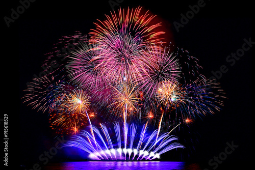 Obraz na płótnie colourful firework display set for celebration happy new year and merry christmas and fireworks on black background w salonie