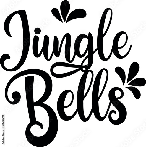 Jingle Bells minimalist Typography Silhouette Vector For T shirt Design photo