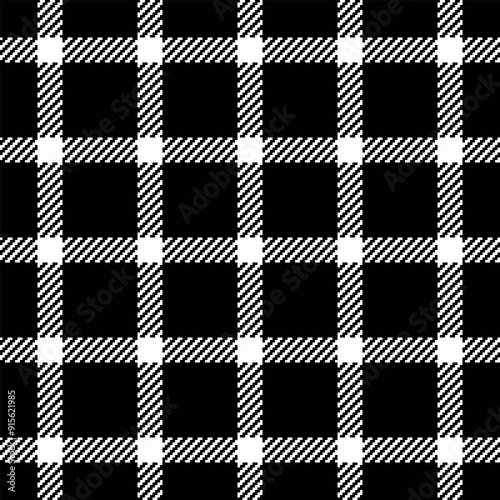 Decor background pattern seamless, kid fabric vector plaid. Decoration check textile texture tartan in black and white colors.