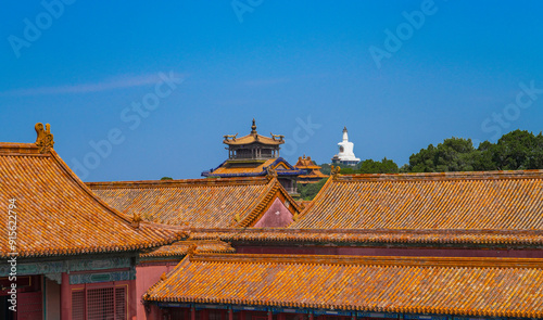 ancient Chinese architecture, house roof of the forbidden city in Beijing China photo