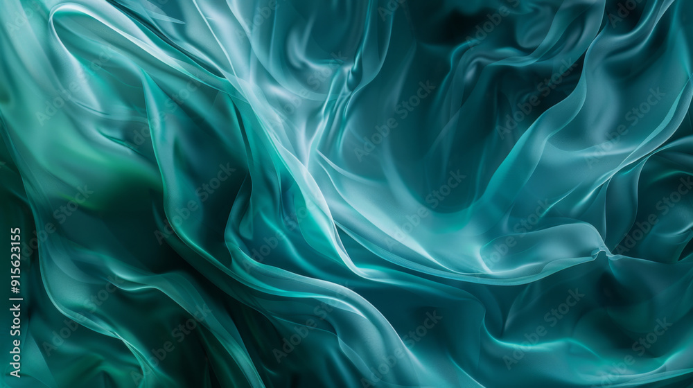 Obraz premium Abstract Teal Background with Flowing Movement, Generative AI Illustration