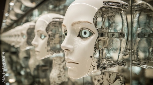 A Row of Humanoid Robots