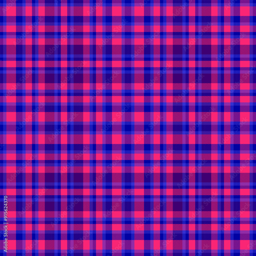 Asymmetric check vector pattern, famous fabric tartan textile. Upscale plaid texture seamless background in pink and blue colors. Asymmetric check vector pattern, famous fabric tartan textile. Upscale plaid texture seamless background in pink and blue colors.