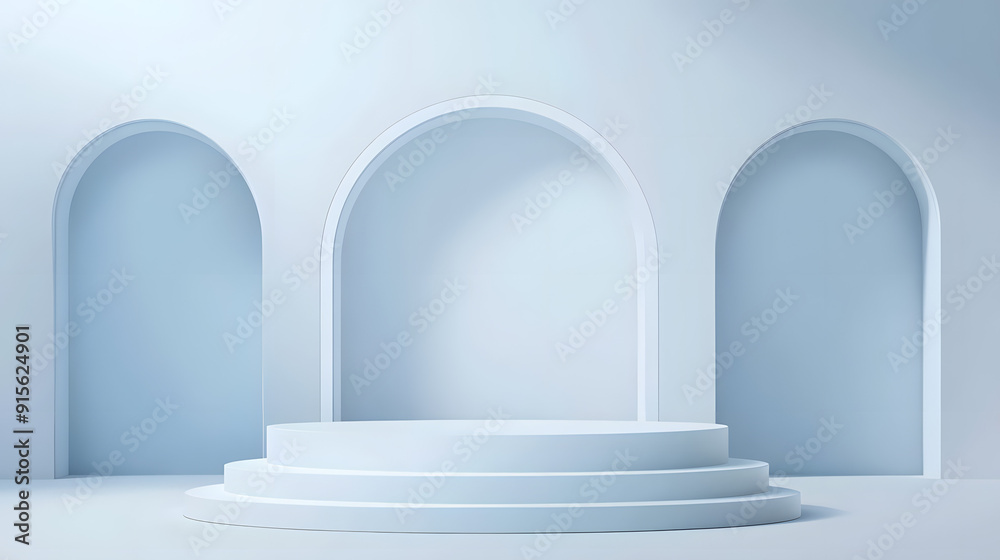 Abstract White Background with Podium for Product Presentation Abstract White Background with Podium for Product Presentation