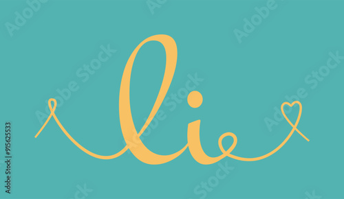 LI initial wedding monogram calligraphy vector illustration. Hand drawn lettering l and i love logo design for valentines day poster, greeting card