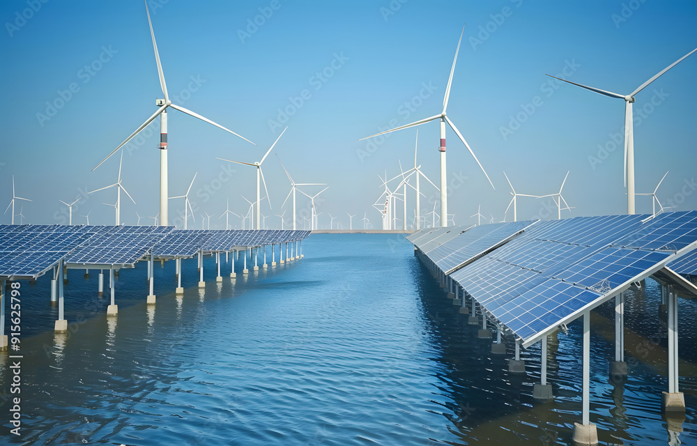 Solar photovoltaic panels and wind power installations