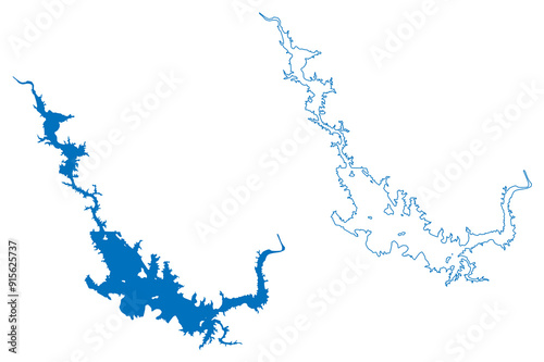 Adolfo Ruiz Cortines Dam Lake (United Mexican States, Mexico) map vector illustration, scribble sketch Adolfo Ruiz Cortines Dam map photo