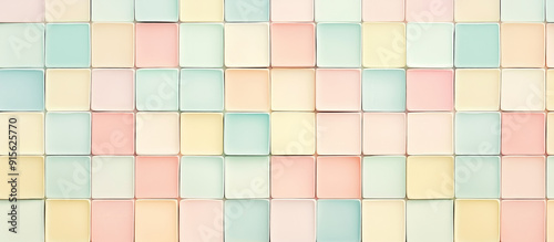 Pastel ceramic tiles form a calming grid in a seamless pattern.