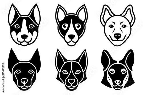 Dog Icon Vector Line Art Silhouette, Minimalist Canine Outline Illustration