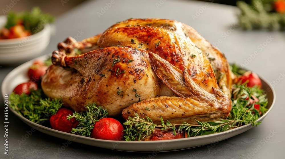 Roasted turkey on a platter Roasted turkey on a platter