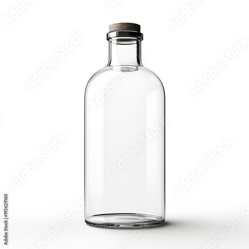 Empty Glass Bottle with Cork Stopper.