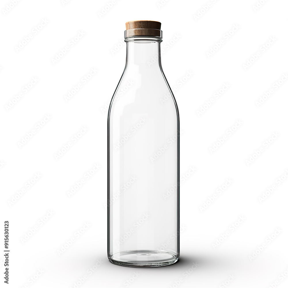 Empty Glass Bottle with Wooden Cork. Empty Glass Bottle with Wooden Cork.