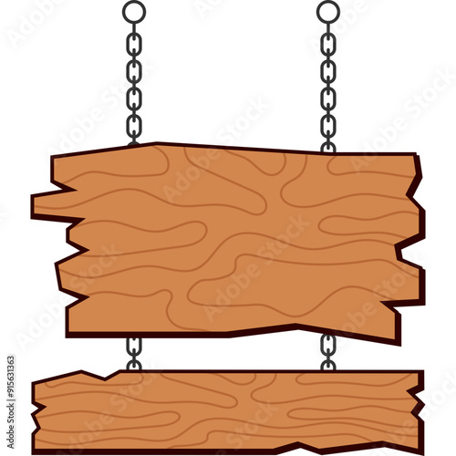 Wooden Sign Board with Chain