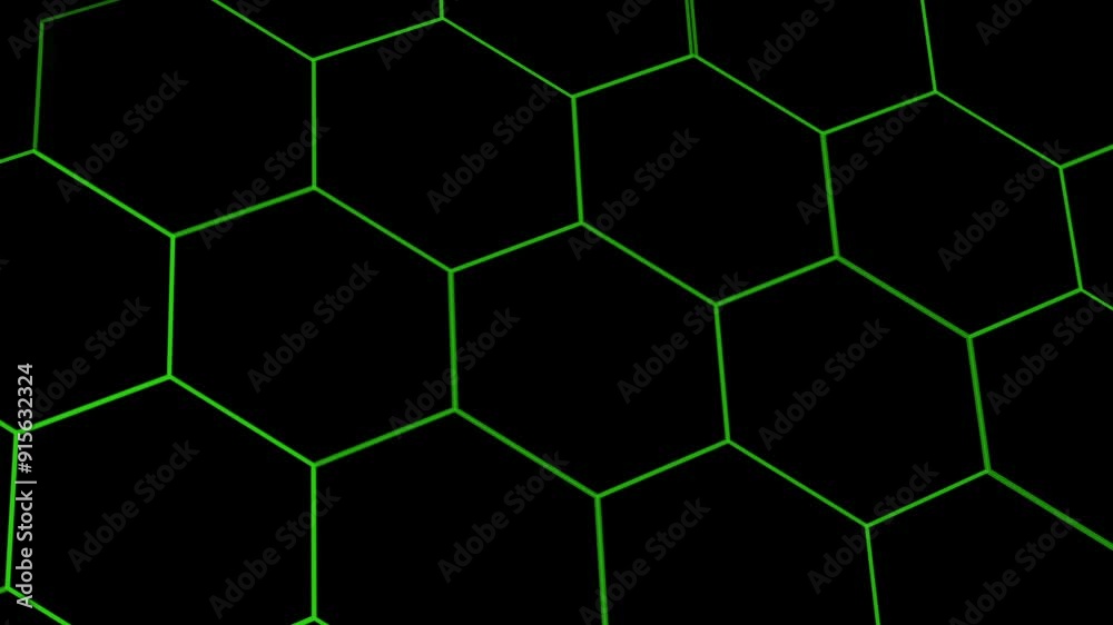 abstract green hexagon animation background