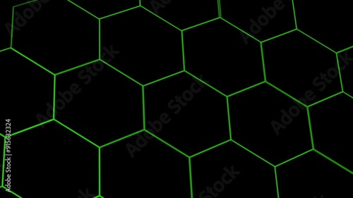 abstract green hexagon animation background