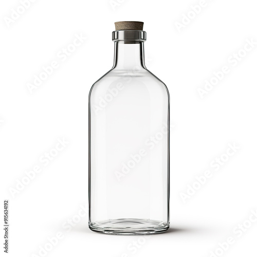 Empty Glass Bottle with Cork Top.