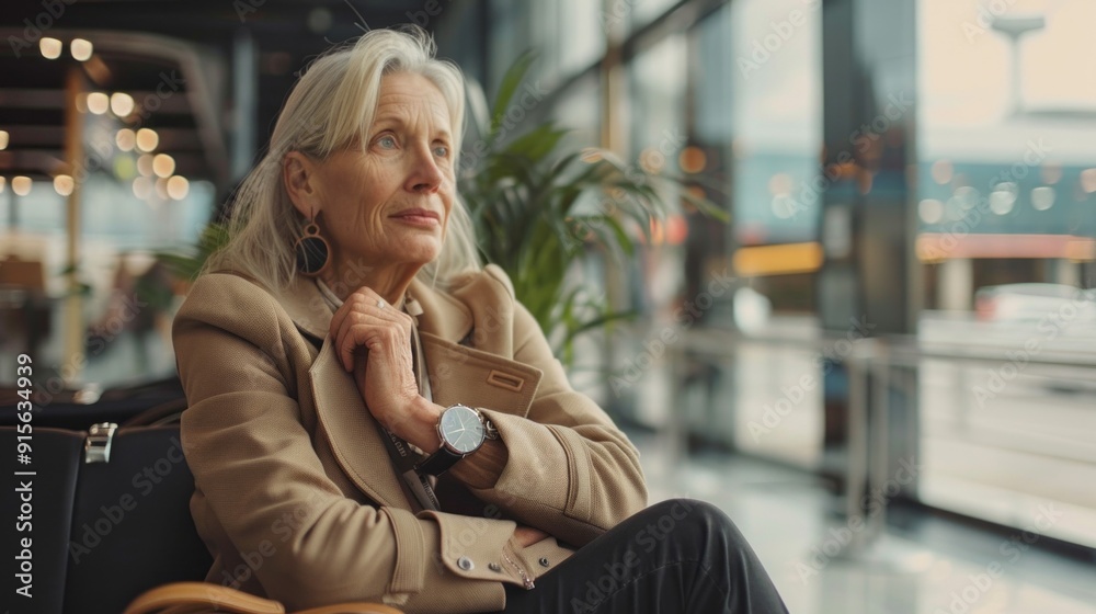 Fototapeta premium A woman in a tan coat