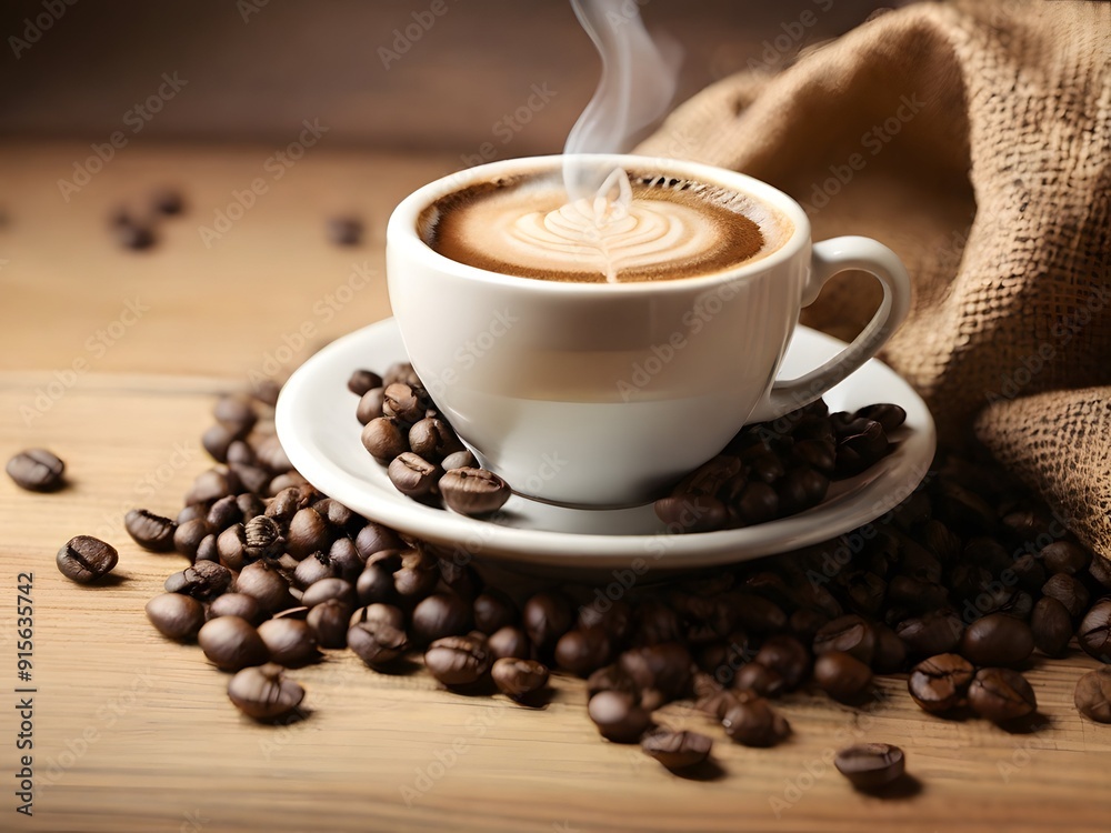 cup of coffee and beans cup of coffee and beans