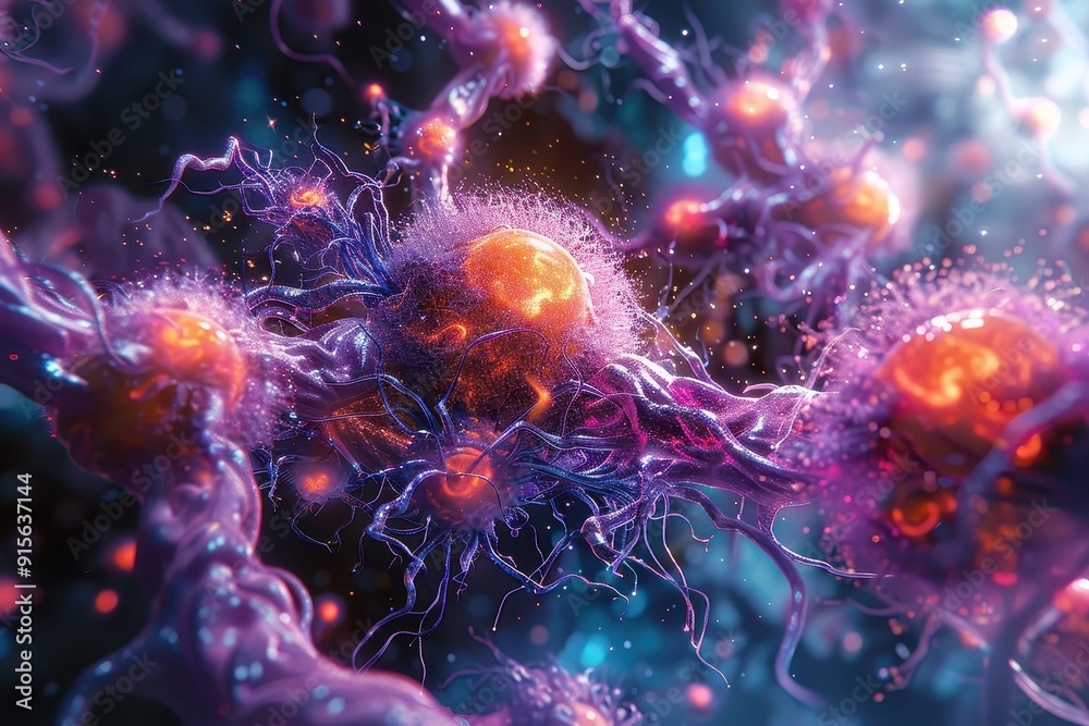 Fototapeta premium Nanobots repairing damaged cells in a human body.