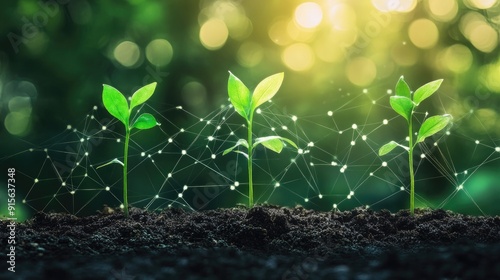 Conceptual of tech plant growth