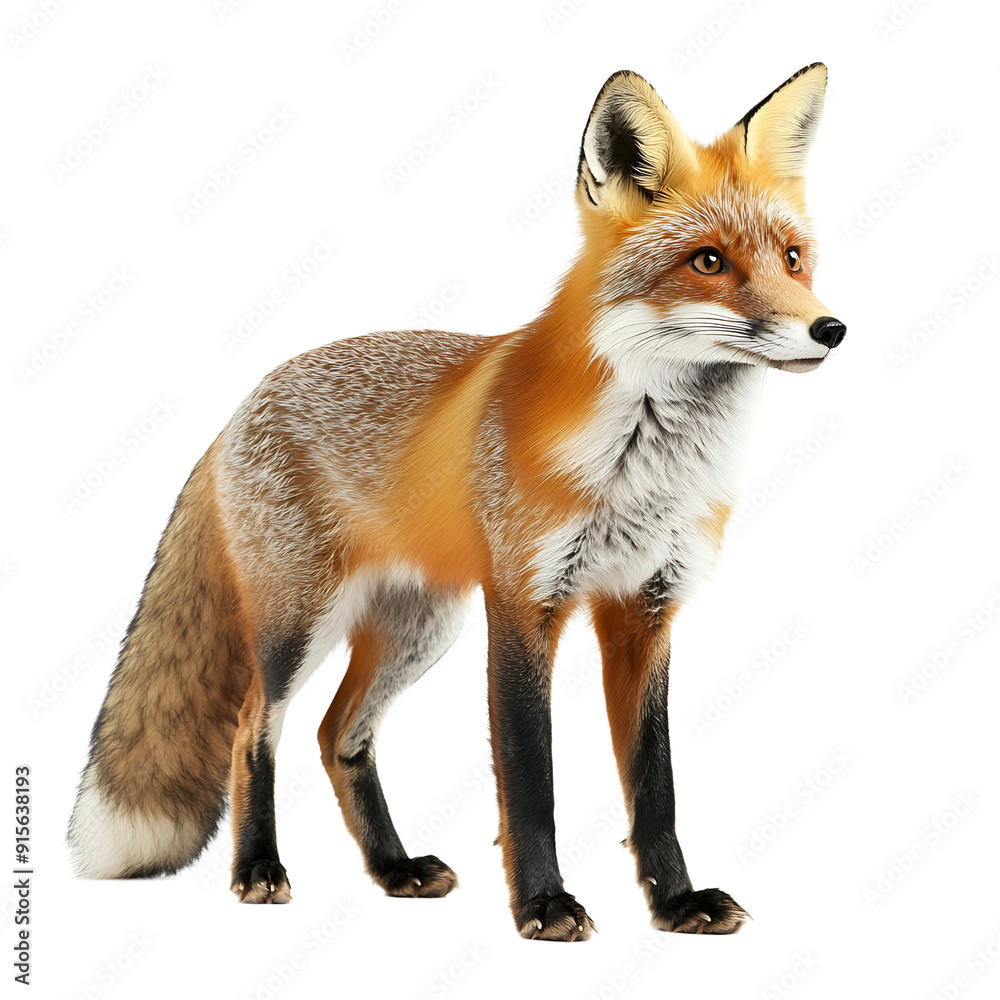 Fototapeta premium Red Fox Standing on a Black Background