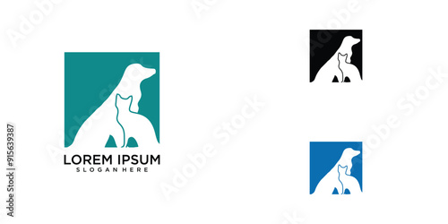 Veterenary logo , pets care logo design with modern concept , premium vector