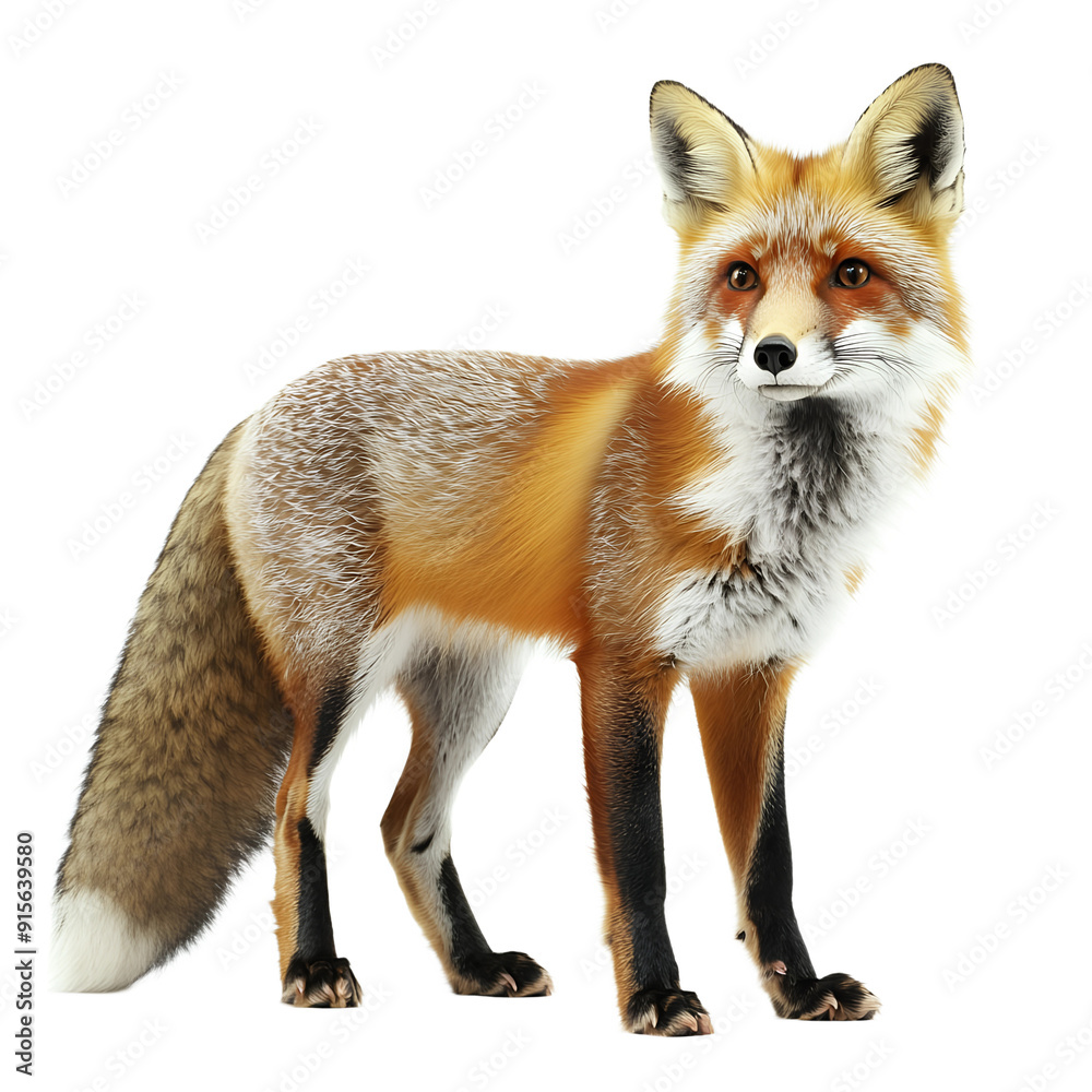 Fototapeta premium Red Fox Standing Against a Black Background