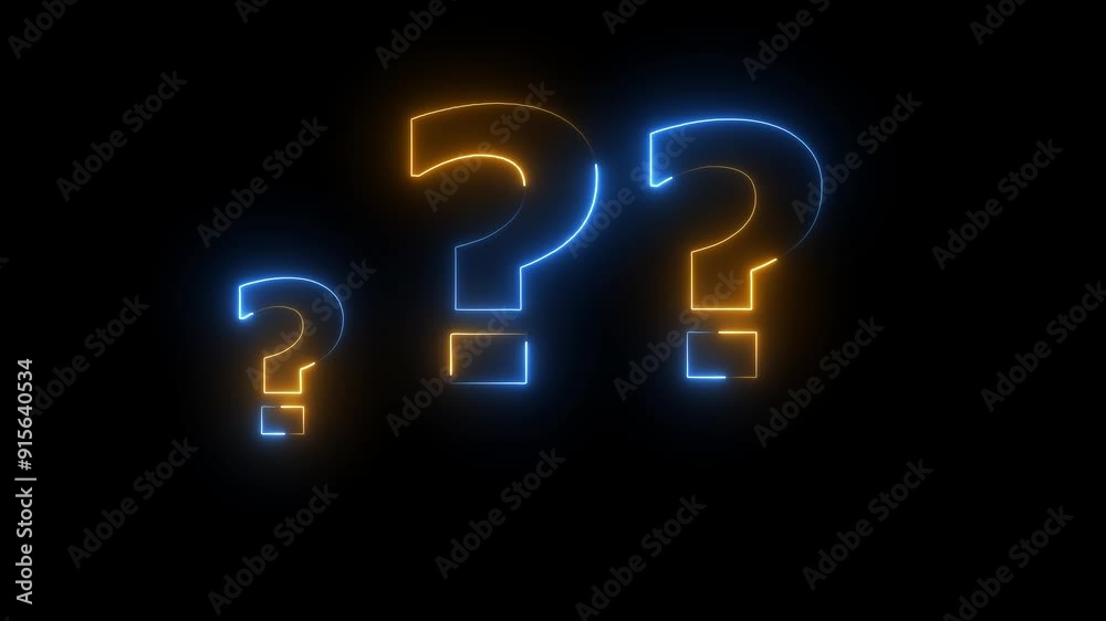Question mark icon. problem sign. neon question mark icon animation on ...