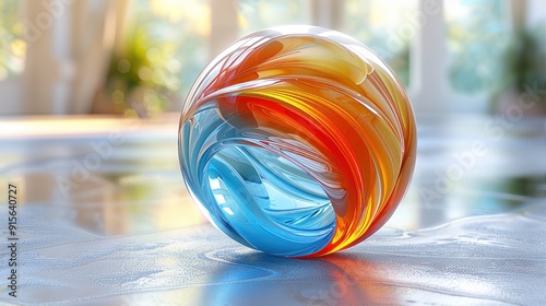 Glass Orb with Swirling Colors