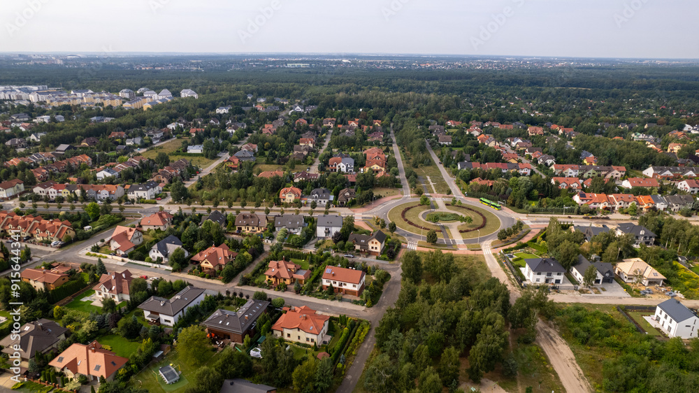 Obraz premium drone aerial shot over residental area in Poznan City Poland in the fall