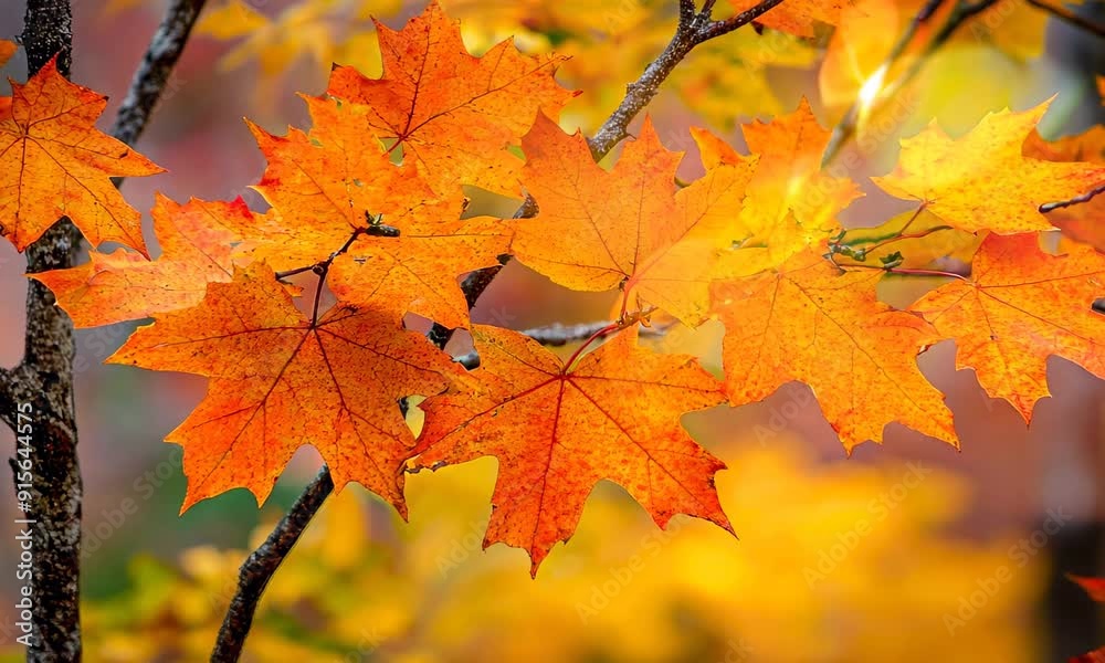 Colorful autumn leaves on branches with blurred background Colorful autumn leaves on branches with blurred background