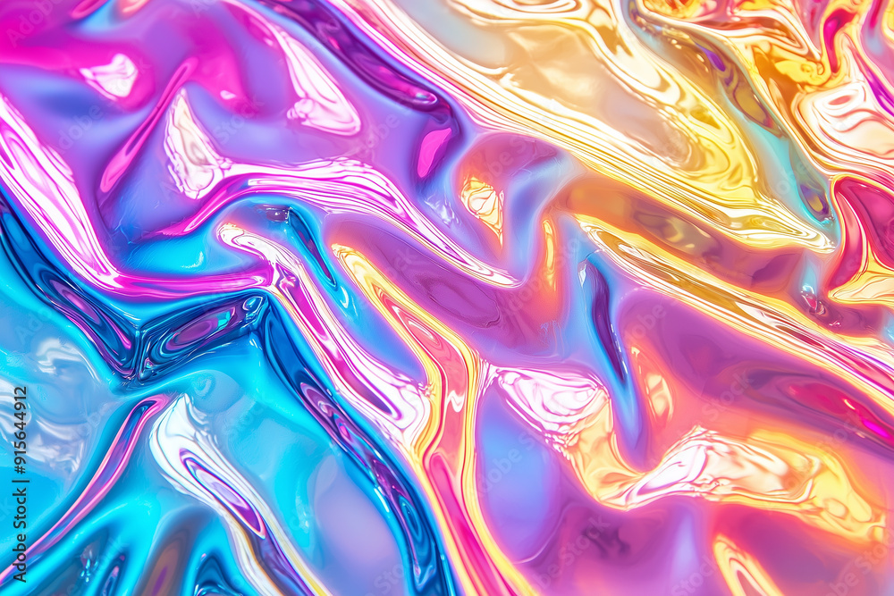 Fototapeta premium Colorful fluid waves with vibrant gradients and glossy finish.
