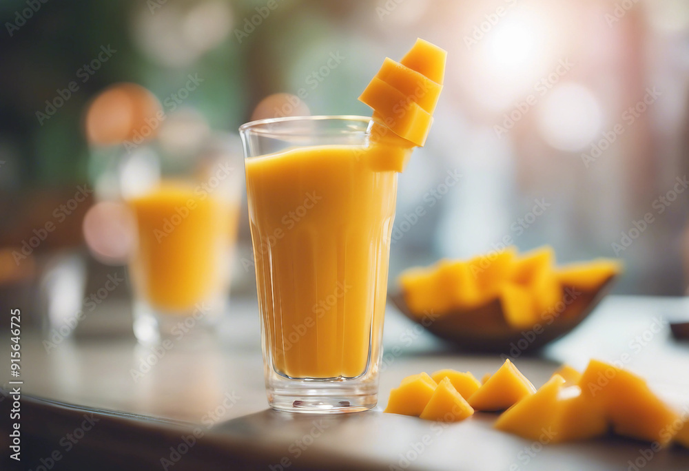 A glass of mango juice mango smoothie A glass of mango juice mango smoothie