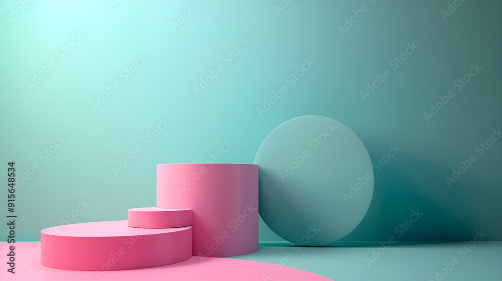 Minimalist 3D Business Design with Pink Cylindrical and Sky Blue Circle. Minimalist 3D Business Design with Pink Cylindrical and Sky Blue Circle.