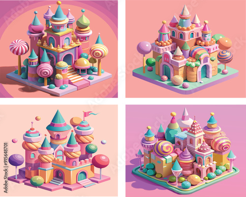 Fotografie castle made up of lollipops and gumdrops