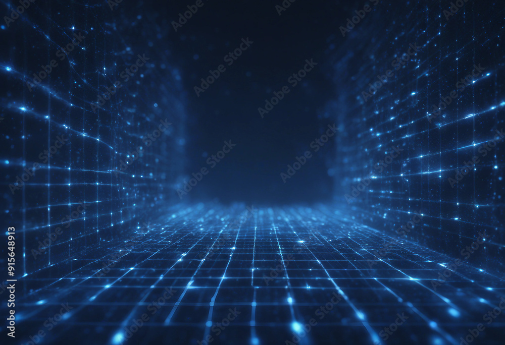 Abstract dark blue digital background with sparkling blue light particles and areas with deep depths Abstract dark blue digital background with sparkling blue light particles and areas with deep depths